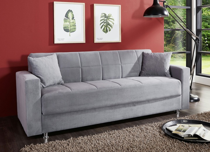 Schlafsofas - Klick-Klack-Sofa mit Dekokissen, in Farbe BLAU Ansicht 5