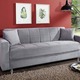 Schlafsofas - Klick-Klack-Sofa mit Dekokissen, in Farbe BLAU – Farbe GRAU – Ansicht 1