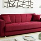 Schlafsofas - Klick-Klack-Sofa mit Dekokissen, in Farbe ROT – Farbe ROT – Ansicht 1