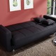Schlafsofas - Klick-Klack-Sofa mit Dekokissen, in Farbe BLAU – Farbe SCHWARZ – Ansicht 2