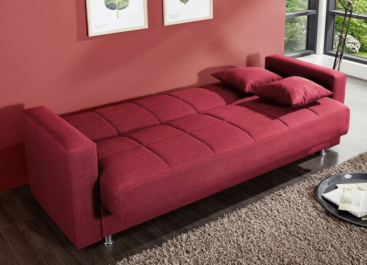 Schlafsofas - Klick-Klack-Sofa mit Dekokissen, in Farbe ROT Ansicht 2