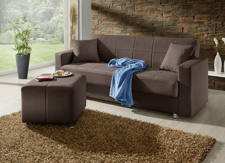 Schlafsofas - Klick-Klack-Sofa mit Hocker und Dekokissen, in Farbe ROT Ansicht 13