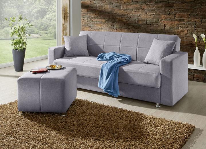 Schlafsofas - Klick-Klack-Sofa mit Hocker und Dekokissen, in Farbe ROT Ansicht 9