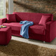 Schlafsofas - Klick-Klack-Sofa mit Hocker und Dekokissen, in Farbe ROT – Farbe ROT – Ansicht 1