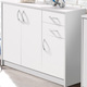 Kommoden - Kombifreundliche Kommode mit silberfarbenen Griffen, in Farbe WEISS, in Ausführung 2-türig, schmal – Farbe WEISS – Ansicht 1