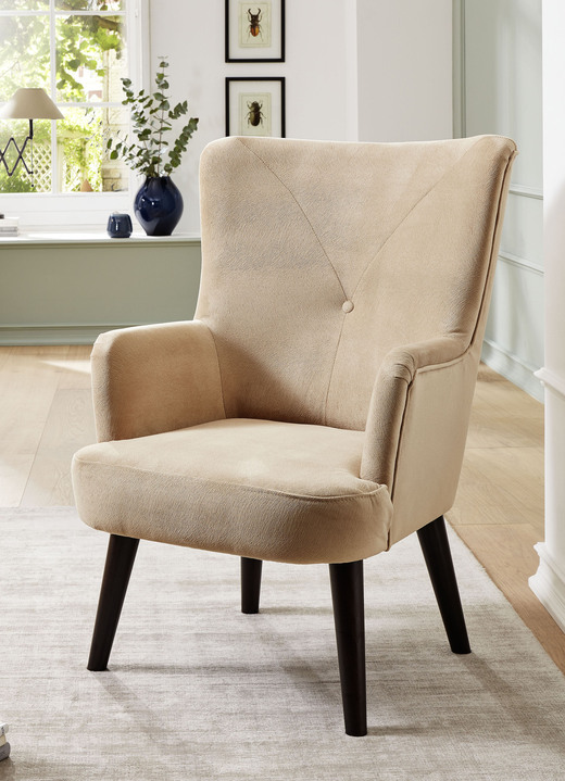 - Bequemer Sessel auf Holzfüßen, in Farbe BEIGE