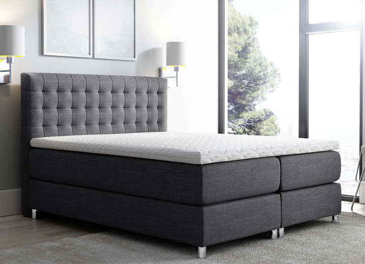 Boxspringbetten - Boxspringbett mit Topper, in Farbe ANTHRAZIT Ansicht 1