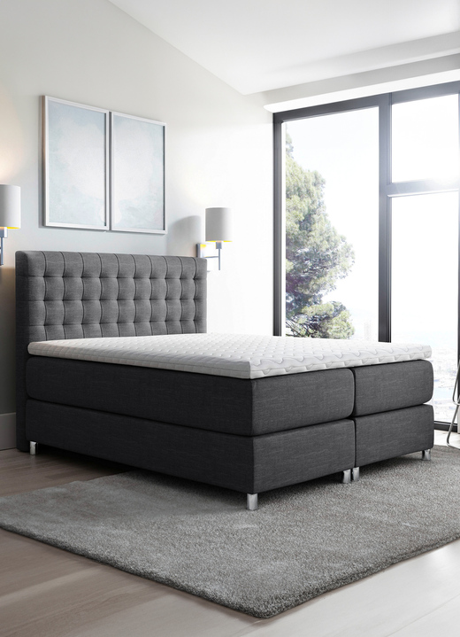 Boxspringbetten - Boxspringbett mit Topper, in Farbe GRAU Ansicht 2