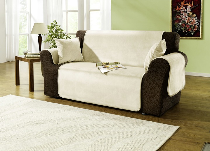 Sessel- & Sofaüberwürfe - Edel und angenehm: Rutschfeste Wohnaccessoires für Sie!, in Größe 101 (Sesselschoner 50x150 cm) bis 905 (2 Kissenbezüge, je 40x 40 cm), in Farbe BRAUN Ansicht 2