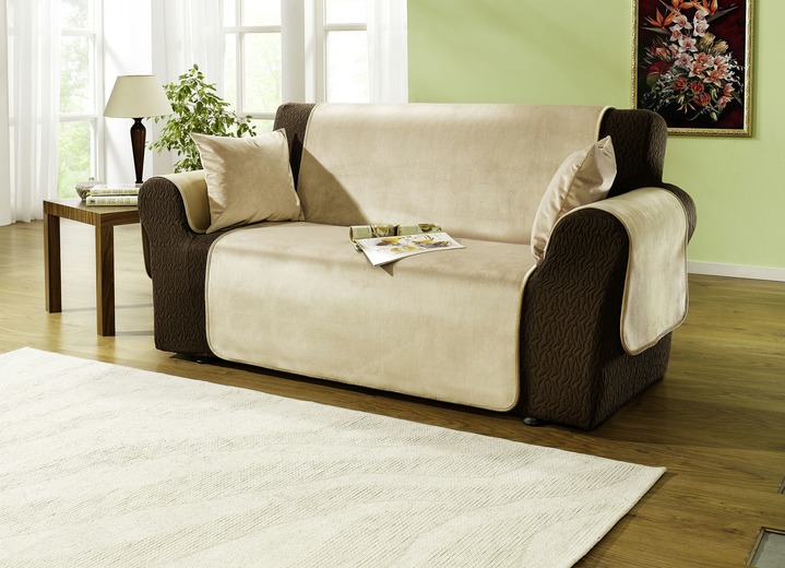 Sessel- & Sofaüberwürfe - Edel und angenehm: Rutschfeste Wohnaccessoires für Sie! Ansicht 3 Sessel- & Sofaüberwürfe - Edel und angenehm: Rutschfeste Wohnaccessoires für Sie!, in Größe 101 (Sesselschoner 50x150 cm) bis 905 (2 Kissenbezüge, je 40x 40 cm), in Farbe BRAUN Ansicht 3