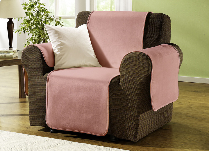 Sessel- & Sofaüberwürfe - Edel und angenehm: Rutschfeste Wohnaccessoires für Sie!, in Größe 101 (Sesselschoner 50x150 cm) bis 905 (2 Kissenbezüge, je 40x 40 cm), in Farbe ALTROSA Ansicht 1