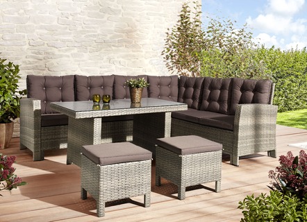 Dining Lounge- und Essgruppe inklusive Auflagen und Kissen