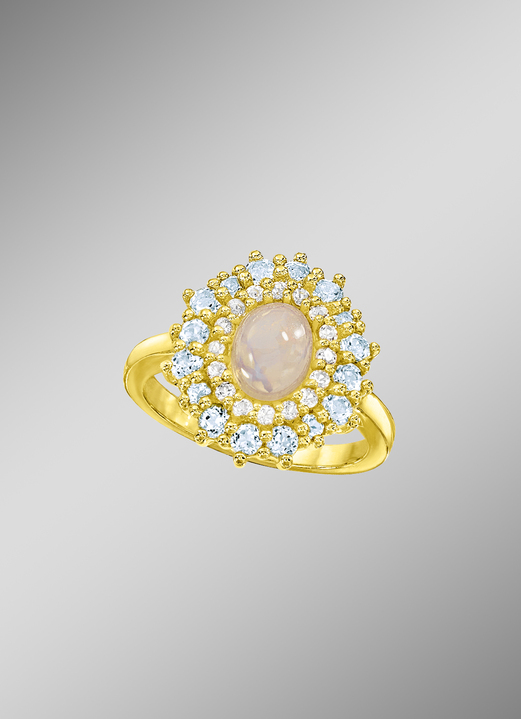 Ringe - Damenring mit Weißtopas, Blautopas und Opal, in Größe 160 bis 220, in Farbe  Ansicht 1