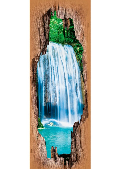 Landschaft - 3D-Tür-Sticker Wasserfälle, in Farbe BLAU Ansicht 2