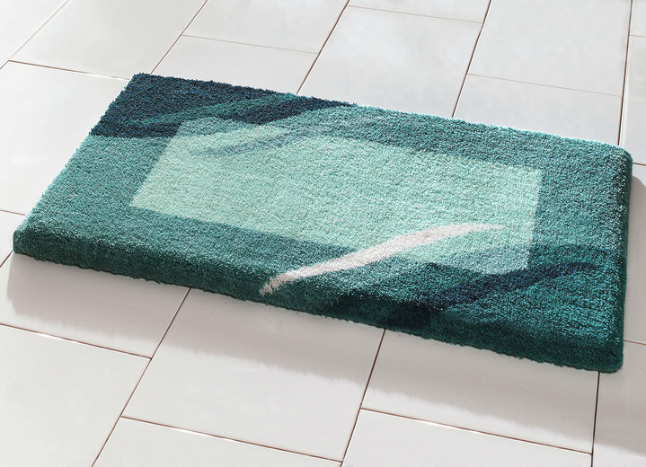 Heimtextilien - Besonders weiche Badgarnitur von Grund Ansicht 2 Heimtextilien - Besonders weiche Badgarnitur von Grund, in Größe 100 (Vorleger halbrd., 50/ 80 cm) bis 112 (WC-Deckelbezug, 47/ 50 cm), in Farbe TÜRKIS Ansicht 2