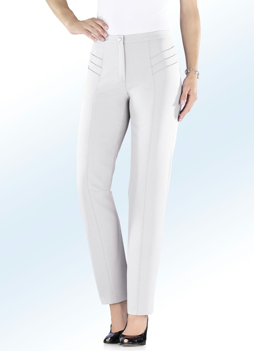 Hosen - Hose mit hübscher Biesenzier, in Größe 018 bis 245, in Farbe ECRU Ansicht 1