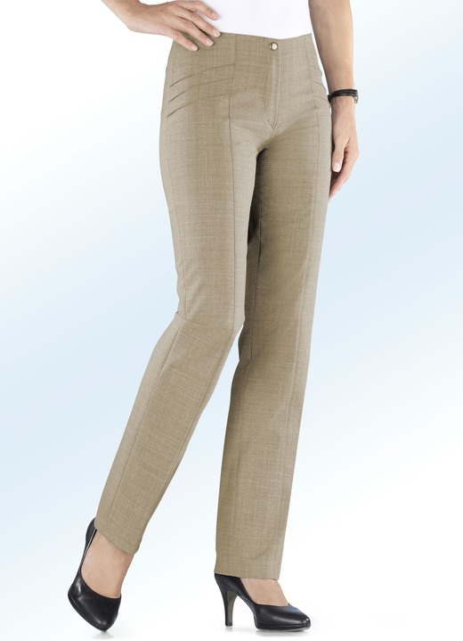 Hosen - Hose mit hübscher Biesenzier, in Größe 018 bis 245, in Farbe SAND MEL. Ansicht 1