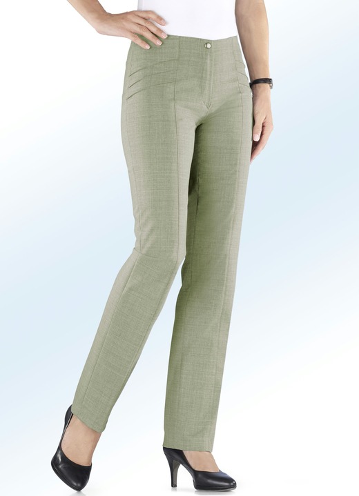 Hosen - Hose mit hübscher Biesenzier, in Größe 018 bis 245, in Farbe SCHILF MEL.