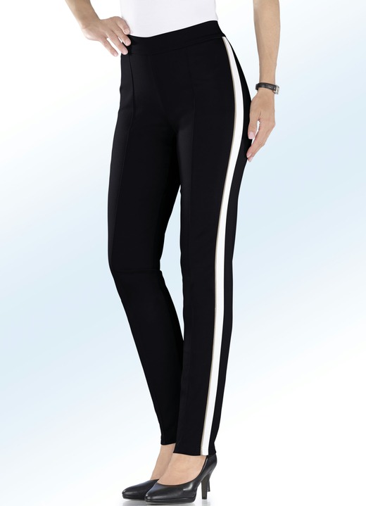 - Soft-Stretch-Hose mit Galonstreifen, in Größe 017 bis 052, in Farbe SCHWARZ-WEISS