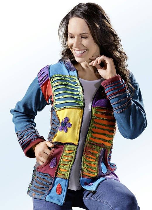 Kurz - Jacke in aufwendiger Handarbeit hergestellt, in Größe 036 bis 050, in Farbe BUNT Ansicht 1
