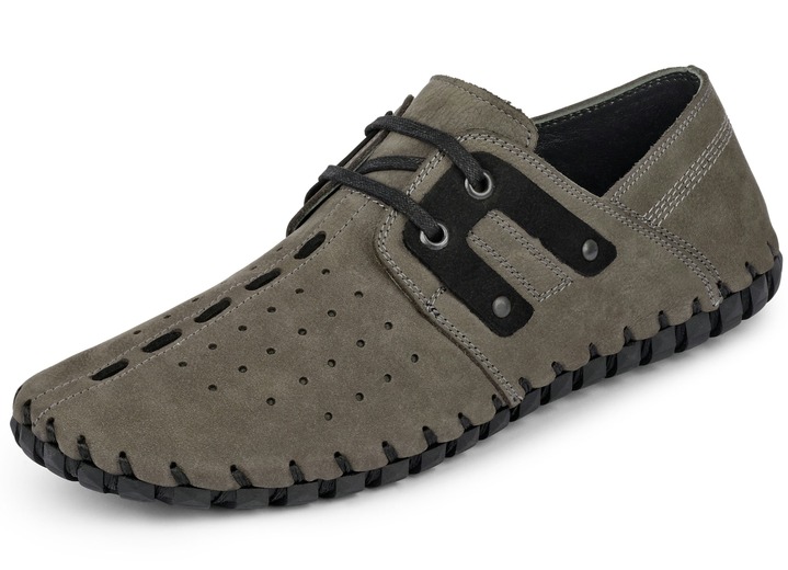 - Pfiffiger Schnürschuh in 3 Farben mit flotter Zierlochung, in Größe 040 bis 046, in Farbe GRAFIT-SCHWARZ