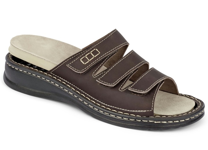Sandalen & Pantoletten - Mubb, bequeme Herren-Pantoletten, Weite H, mit herausnehmbarem Fußbett, in Größe 040 bis 046, in Farbe COGNAC Ansicht 6