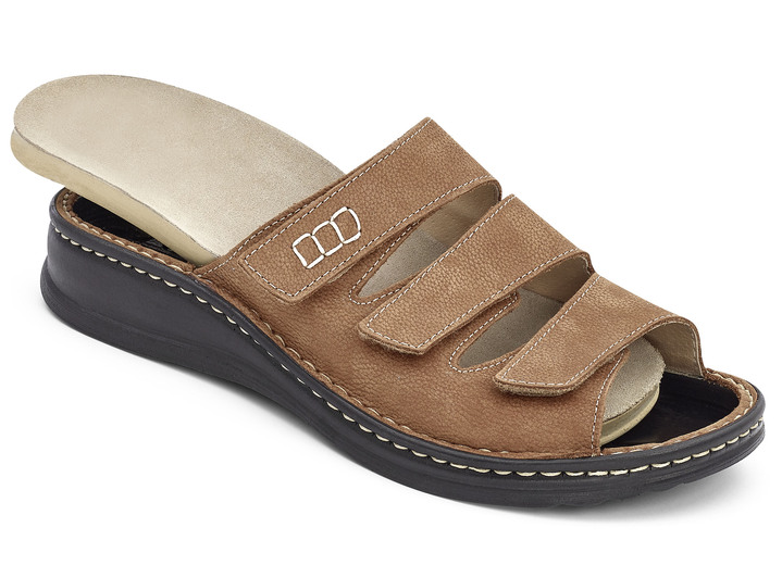 Sandalen & Pantoletten - Mubb, bequeme Herren-Pantoletten, Weite H, mit herausnehmbarem Fußbett, in Größe 040 bis 046, in Farbe COGNAC Ansicht 2