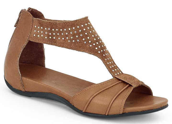 Sandaletten & Pantoletten - Sandale mit Glitzersteinchen, in Größe 036 bis 041, in Farbe COGNAC Ansicht 1