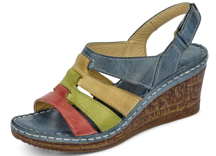 Sandaletten & Pantoletten - Gemini Sandalette mit bunten Riemen, in Größe 036 bis 041, in Farbe JEANS-BUNT