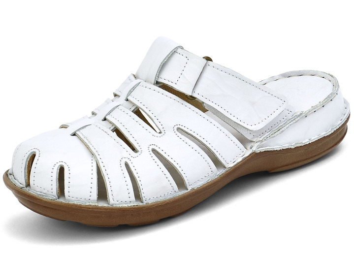 Damenmode - Gemini Clog aus schattiertem Rind-Nappaleder, in Größe 036 bis 042, in Farbe WEISS Ansicht 1