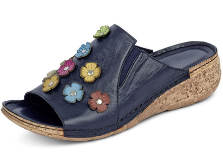 Gemini Pantolette mit bunten Lederblüten
