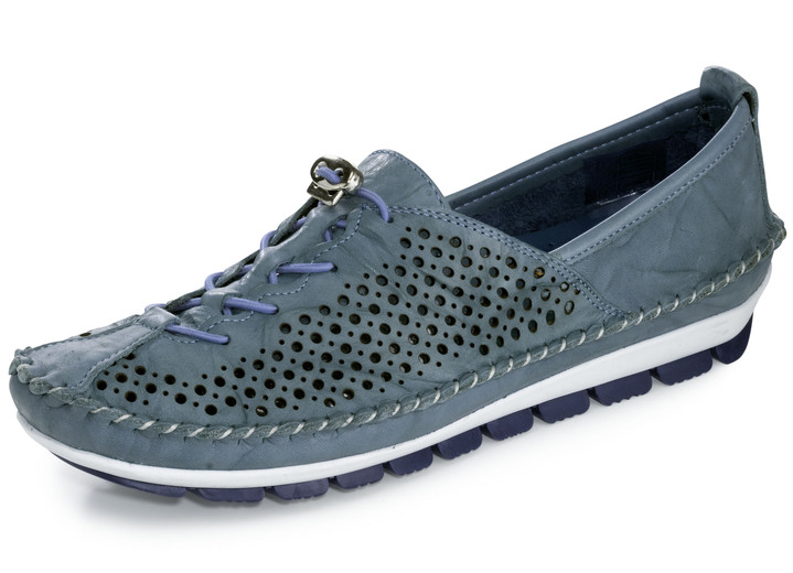 Damenmode - Gemini, bequeme Damen-Slipper, Weite G, mit herausnehmbarem Fußbett, in Größe 036 bis 042, in Farbe JEANS Ansicht 1