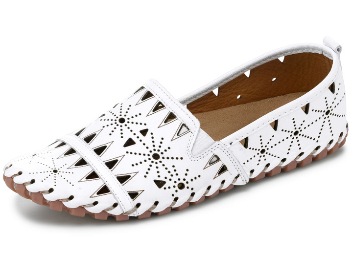 Slipper & Schnürschuhe - Gemini, sommerliche Damen-Slipper, Weite G, mit herausnehmbarem Fußbett, in Größe 036 bis 042, in Farbe WEISS Ansicht 1