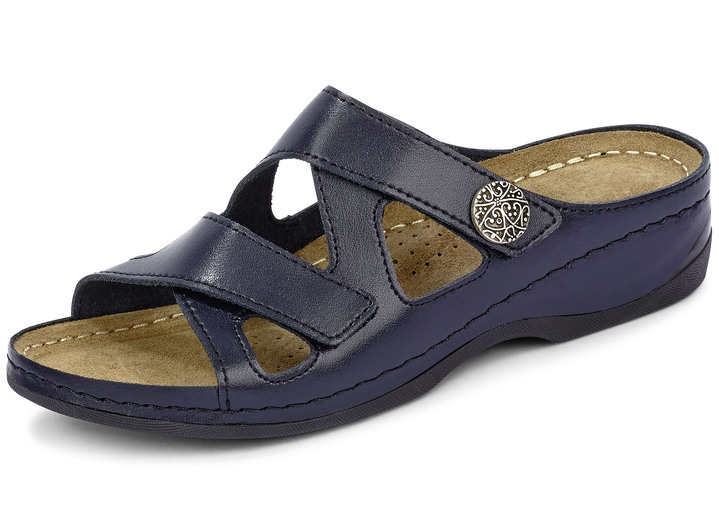 Sandaletten & Pantoletten - ELENA EDEN, bequeme Damen-Pantoletten, Weite G, mit Klettverschluss, in Größe 036 bis 042, in Farbe COGNAC Ansicht 7