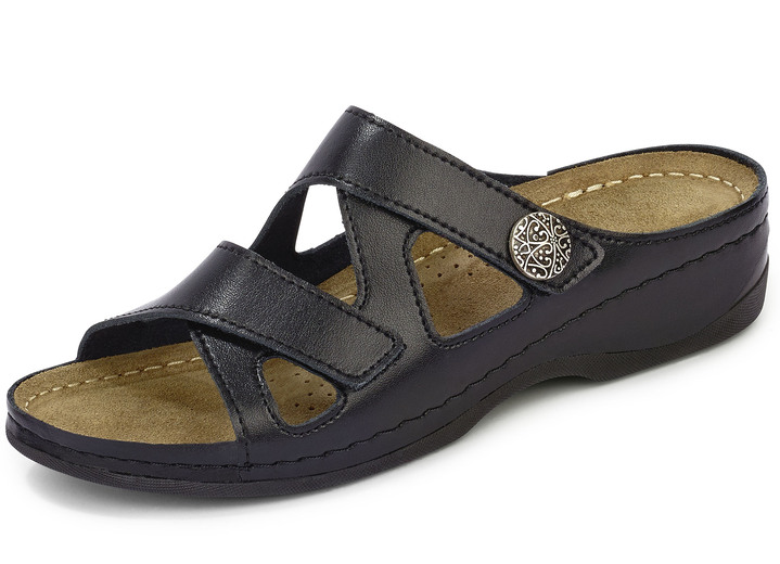 Sandaletten & Pantoletten - ELENA EDEN, bequeme Damen-Pantoletten, Weite G, mit Klettverschluss, in Größe 036 bis 042, in Farbe COGNAC Ansicht 8