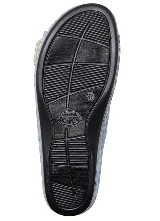 Sandaletten & Pantoletten - Bequeme Damen-Pantoletten, Weite G, mit Klettverschluss, in Größe 036 bis 042, in Farbe JEANS Ansicht 3