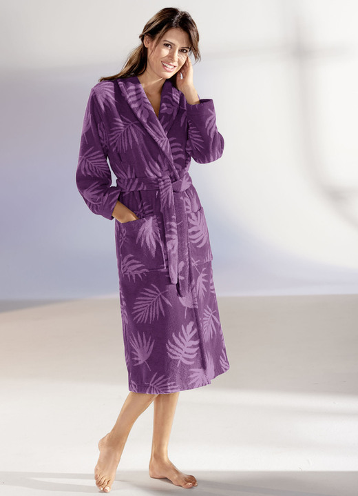 Bademäntel - Bademantel in wadenlanger Form, in Größe L (44/46) bis XXL (52/54), in Farbe SILBER-WEISS Ansicht 4