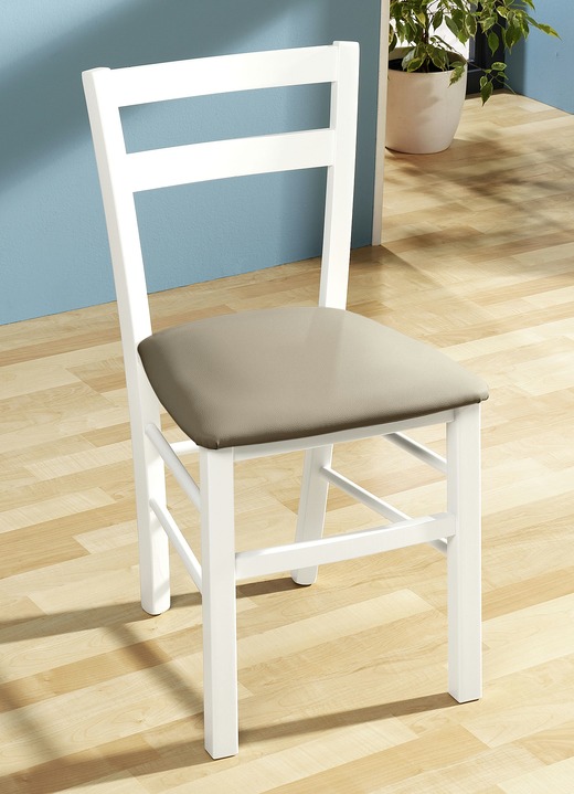- Esszimmerstühle, 2er-Set, aus massiver Buche, in Farbe WEISS-GRAU