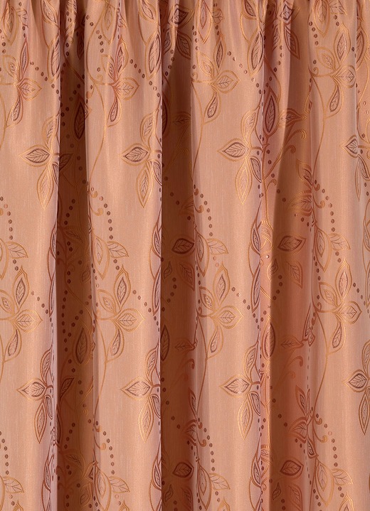 Klassisch - Übergardine mit Blatt-Musterung, in Größe 358 (H145xB140 cm) bis 456 (H245xB140 cm), in Farbe NATUR Ansicht 8