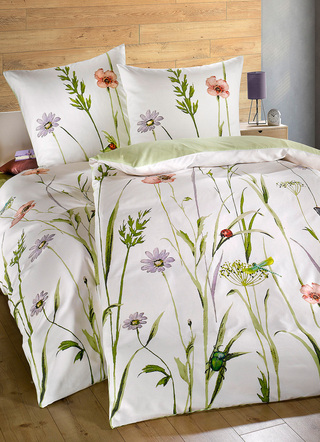 - Mako-Satin Bettwäsche-Garnitur mit Reißverschluss, in Größe 112 (80x80 cm + 135x200 cm) bis 115 (80/80 cm + 155/220 cm), in Farbe GRÜN