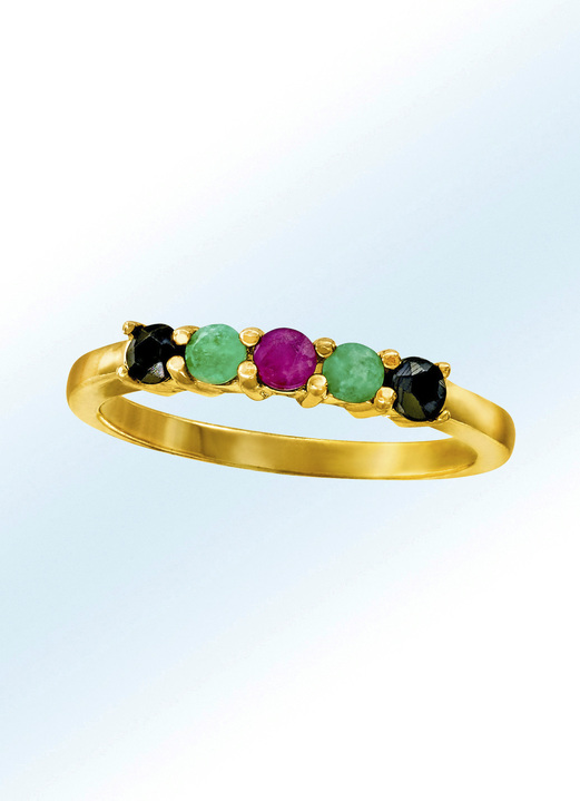 - Damenring mit Rubin, Safir, Smaragd, in Größe 160 bis 220, in Farbe