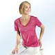 Kurzarm - Shirt mit edler Strasszier im Vorderteil in 2 Farben – Farbe PINK Kurzarm - Shirt mit edler Strasszier im Vorderteil in 2 Farben, in Größe 036 bis 052, in Farbe ROYALBLAU