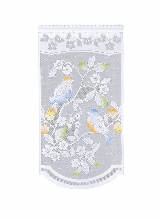 Klassisch - Fenster- und Türbehang Vögelchen, verschiedene Farben Ansicht 2 Klassisch - Fenster- und Türbehang Vögelchen, verschiedene Farben, in Größe 309 (2xH 80xB40 cm) bis 349 (H180xB90 cm), in Farbe WEISS Ansicht 2