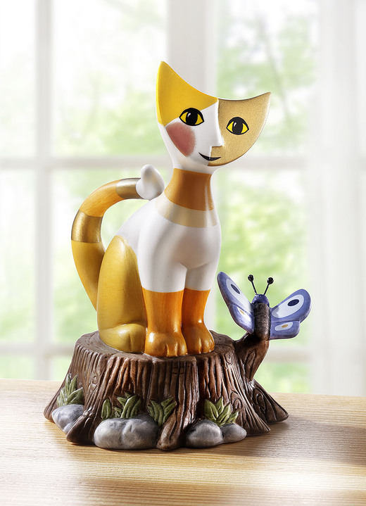 Figuren - Katze auf Baumstamm von der Künstlerin Rosina Wachtmeister, in Farbe BUNT