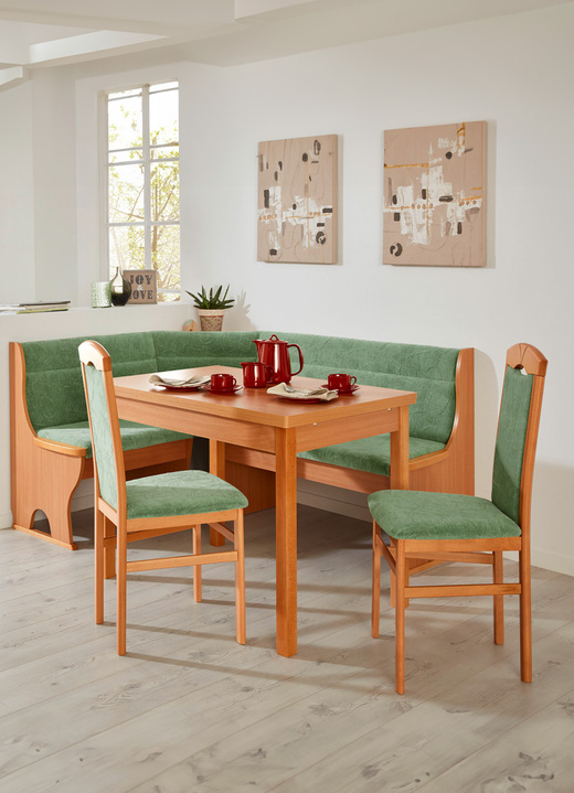 Stühle & Sitzbänke - Stilvolle Esszimmermöbel, in Farbe NUSSBAUM-BEIGE, in Ausführung Eckbankgruppe, 4-teilig, groß Ansicht 12