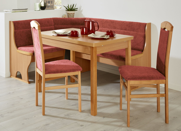 Stühle & Sitzbänke - Stilvolle Esszimmermöbel, in Farbe NUSSBAUM-BEIGE, in Ausführung Eckbankgruppe, 4-teilig, groß Ansicht 4