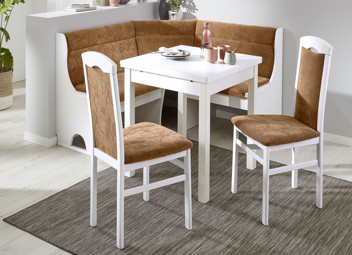 Stühle & Sitzbänke - Stilvolle Esszimmermöbel, in Farbe NUSSBAUM-BEIGE, in Ausführung Eckbankgruppe, 4-teilig, groß Ansicht 11