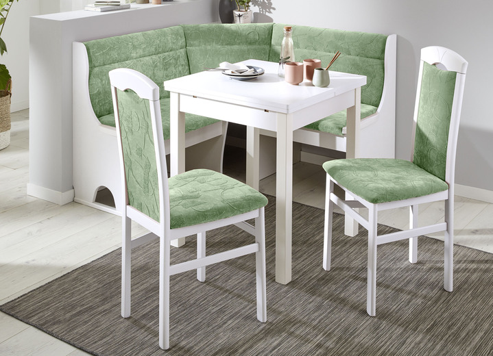 Stühle & Sitzbänke - Stilvolle Esszimmermöbel, in Farbe NUSSBAUM-GRÜN, in Ausführung Eckbankgruppe, 4-teilig, groß Ansicht 6