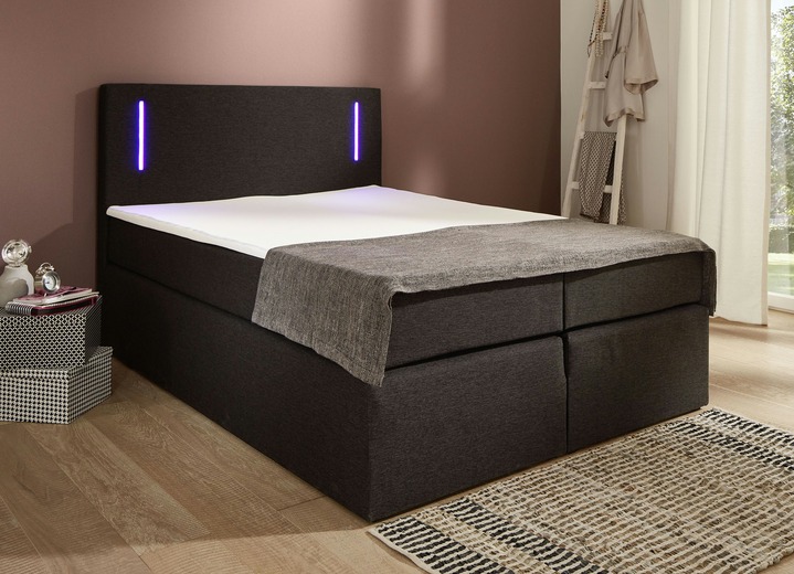 - Boxspringbett mit LED-Beleuchtung, in Farbe ANTHRAZIT