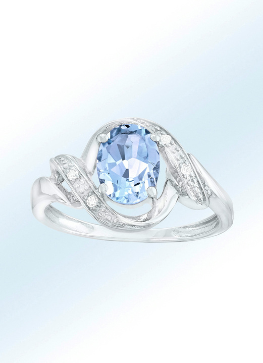 Ringe - Moderner Damenring mit Blautopas und echt Weißtopas, in Größe 160 bis 220, in Farbe